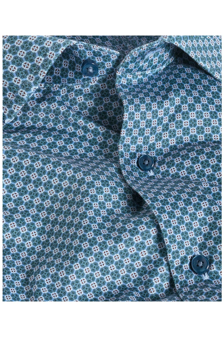 Geometric Print Pima Cotton Shirt, Alternate, color, HUNTER/ MULTI