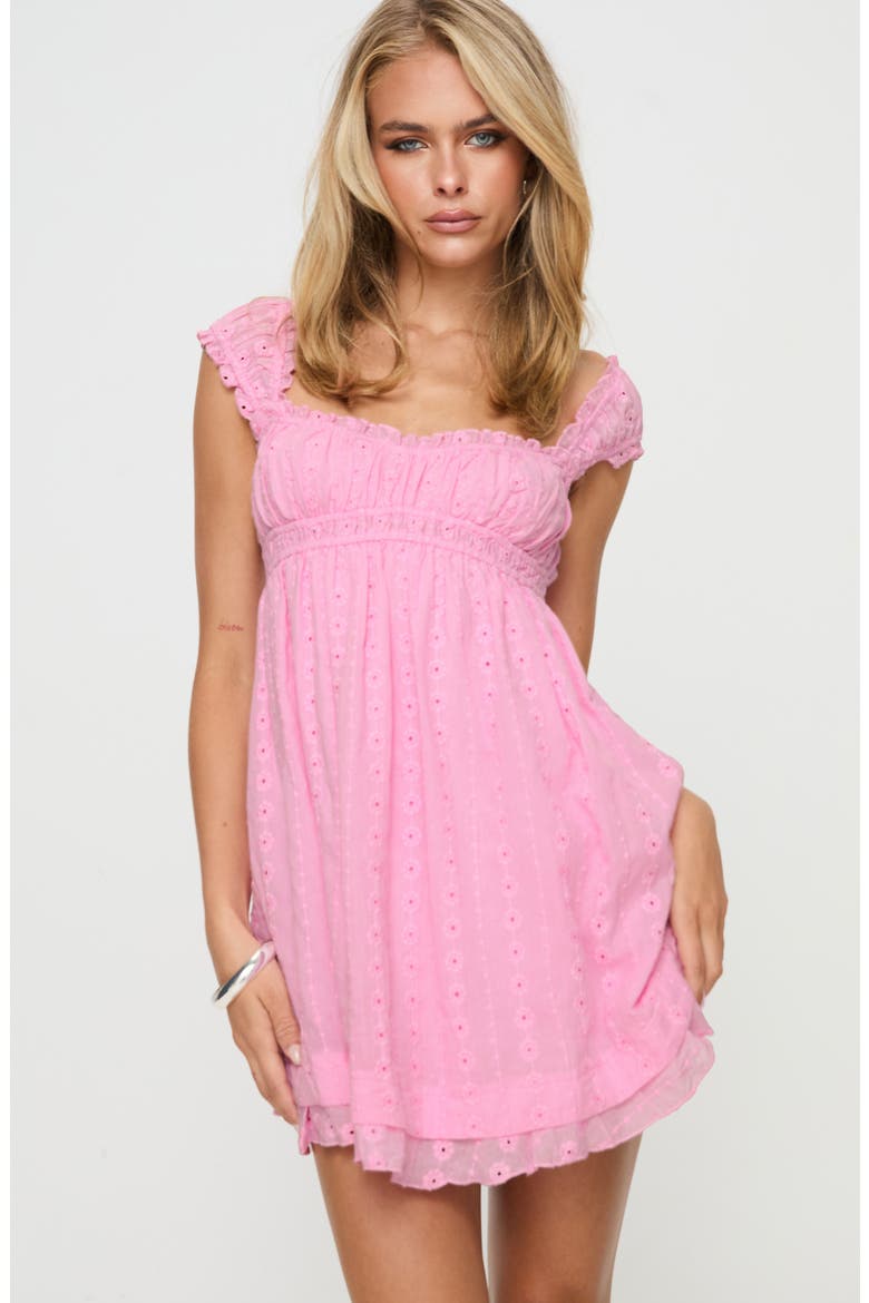 Carlita Eyelet Embroidered Minidress, Alternate, color, PINK
