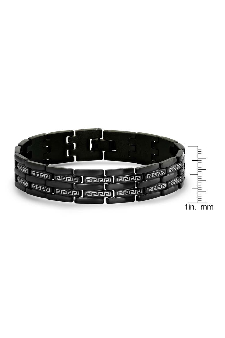 Men's Greek Key Link Bracelet, Alternate, color, BLACK