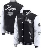 WEAR by Erin Andrews Women's WEAR by Erin Andrews Black/White Los Angeles Kings Varsity Full-Snap Puffer Jacket