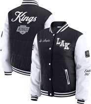 WEAR by Erin Andrews Women's WEAR by Erin Andrews Black/White Los Angeles Kings Varsity Full-Snap Puffer Jacket