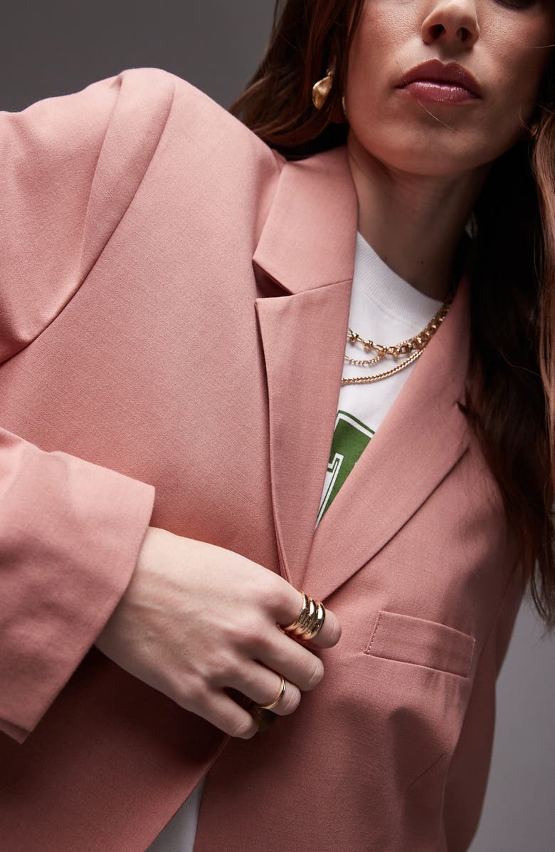 Topshop High Break Tailored Blazer, Alternate, color, Light Pink
