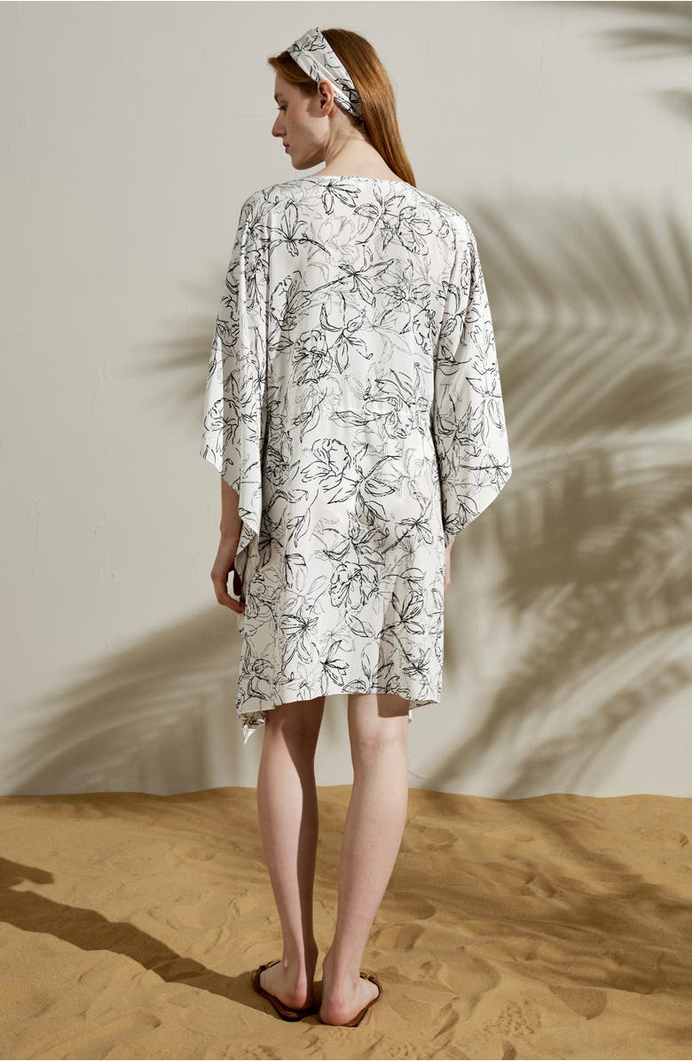 Lilysilk Floral Sketch Silk Cardigan, Alternate, color, Black-White Floral Pattern