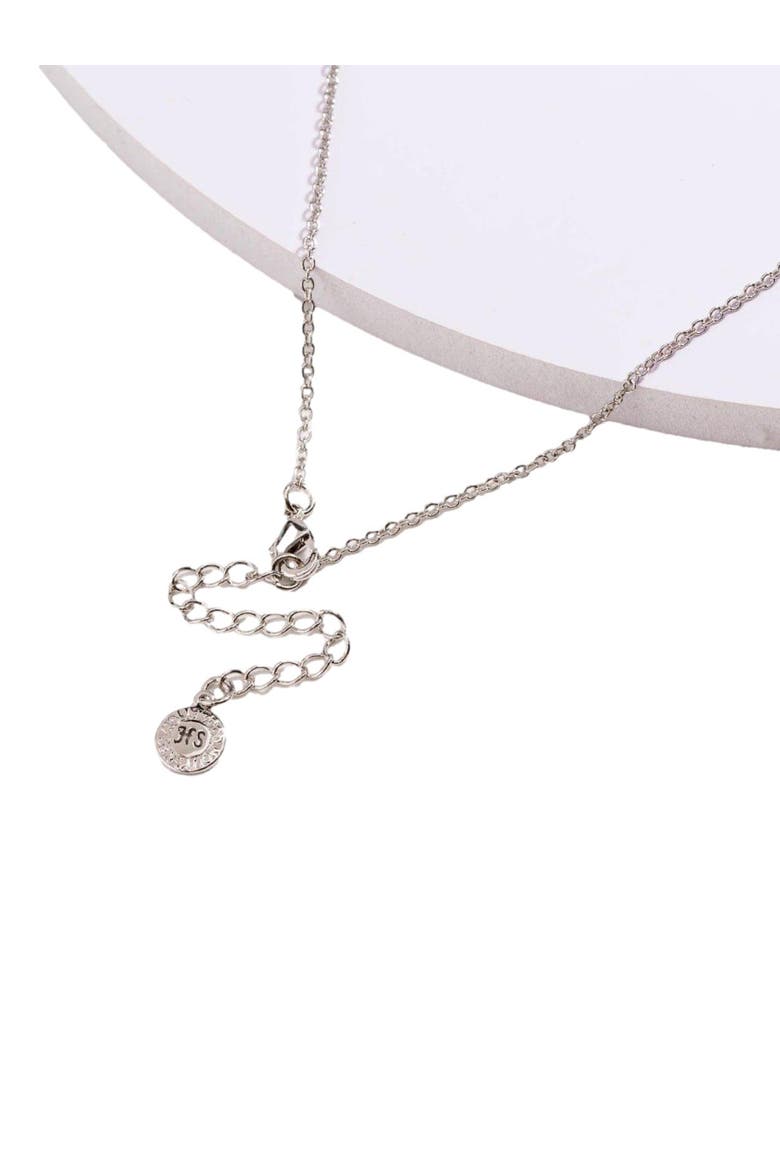 Drop Necklace with Five Cubic Zirconia Stone, Alternate, color, Silver