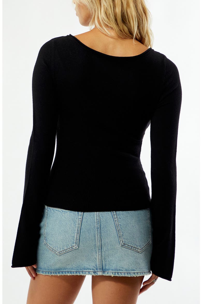 Noa Wide Neck Bell Sleeve Knit Top, Alternate, color, BLACK