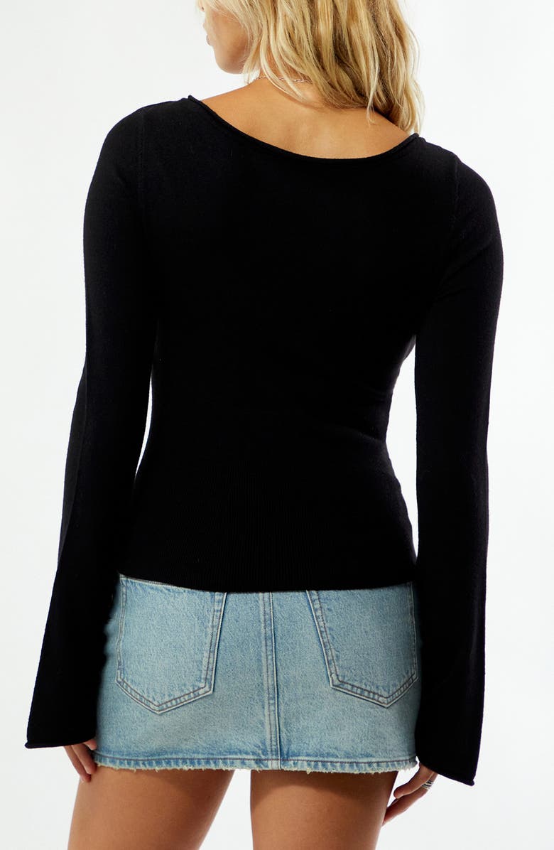PacSun Noa Wide Neck Bell Sleeve Knit Top, Alternate, color, Black