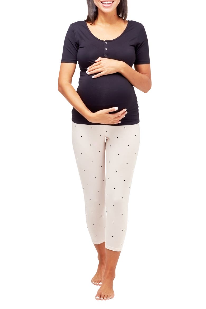 Rhys Maternity & Nursing Snap-Front Tee, Alternate, color, BLACK