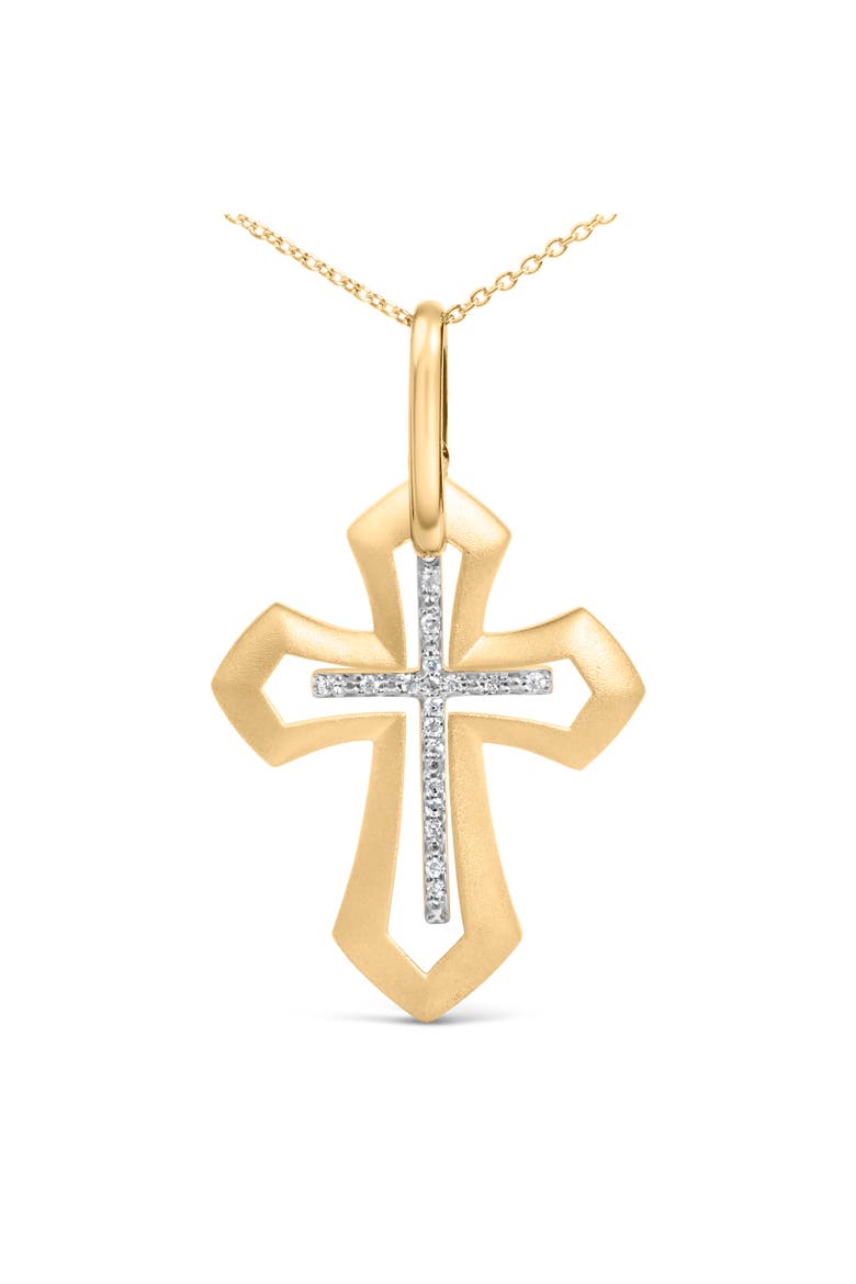 Gold Vermeil Diamond Accent Roman Cross Pendant Necklace, Alternate, color, Silver