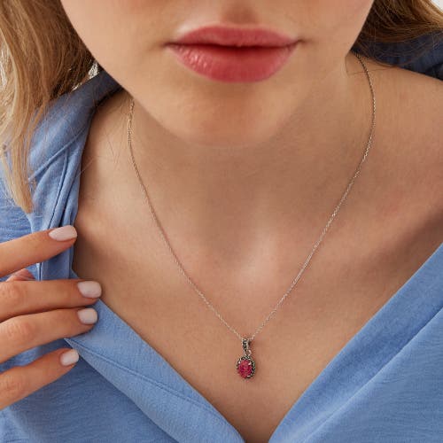 Spero London Oval Red Opal High Quality Sterling Silver Pendant Necklace In Metallic
