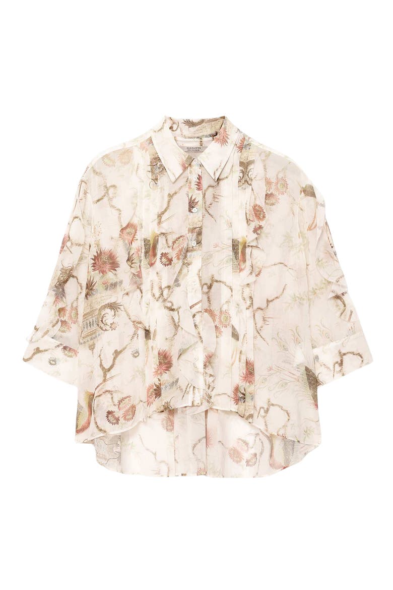 Minna Ruffle Pleated Shirt, Alternate, color, TARAVAO WHITE