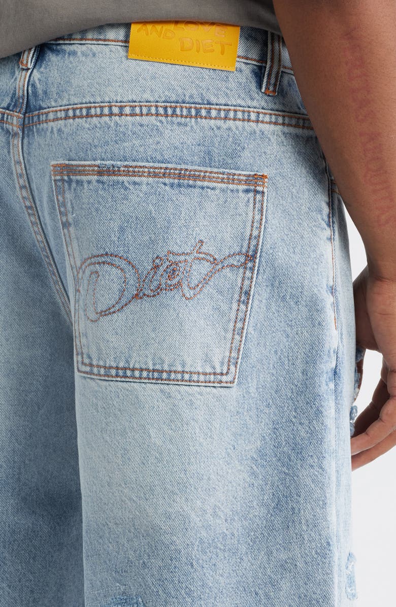 DIET STARTS MONDAY Rip & Repair Denim Shorts, Alternate, color, Indigo