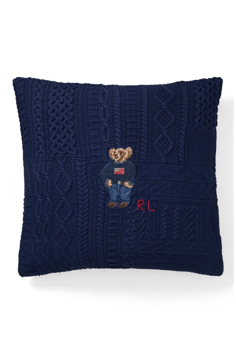 Cable Knit Decorative Pillow, Main, color, NEWPORT NAVY