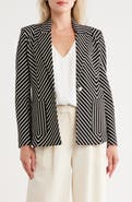 Elie Tahari Stripe Peak Lapel Cotton & Linen Blend Blazer