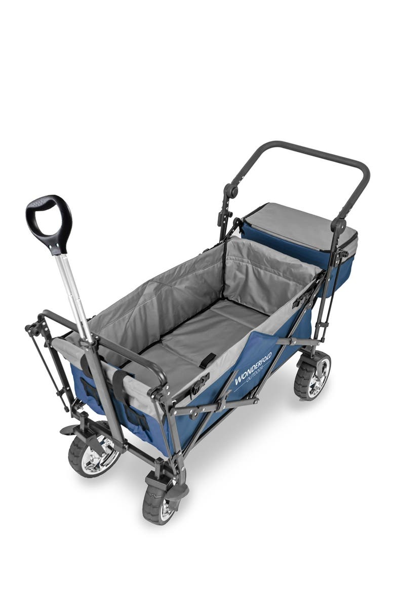 WonderFold Push & Pull Outdoor Folding Wagon with Canopy - Blue, Alternate, color, Navy