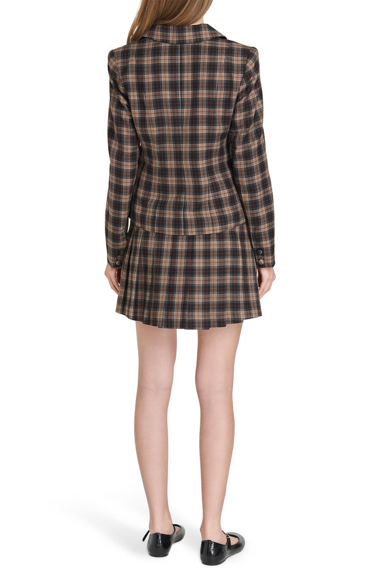 WAYF Darby Plaid Pleated Miniskirt, Alternate, color, Brown-Black Tartan