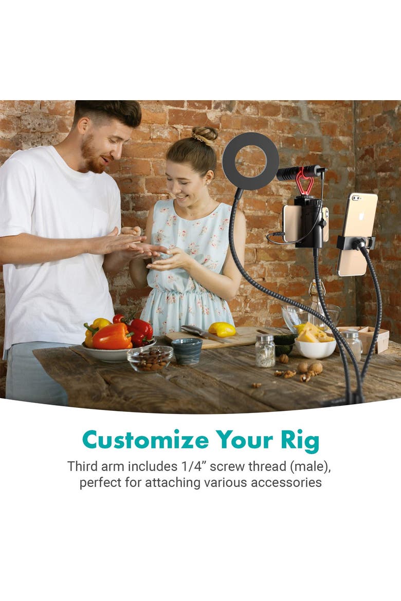 VGC-3 Selfie Ring Light Stand - Complete Mobile Studio, Alternate, color, Black