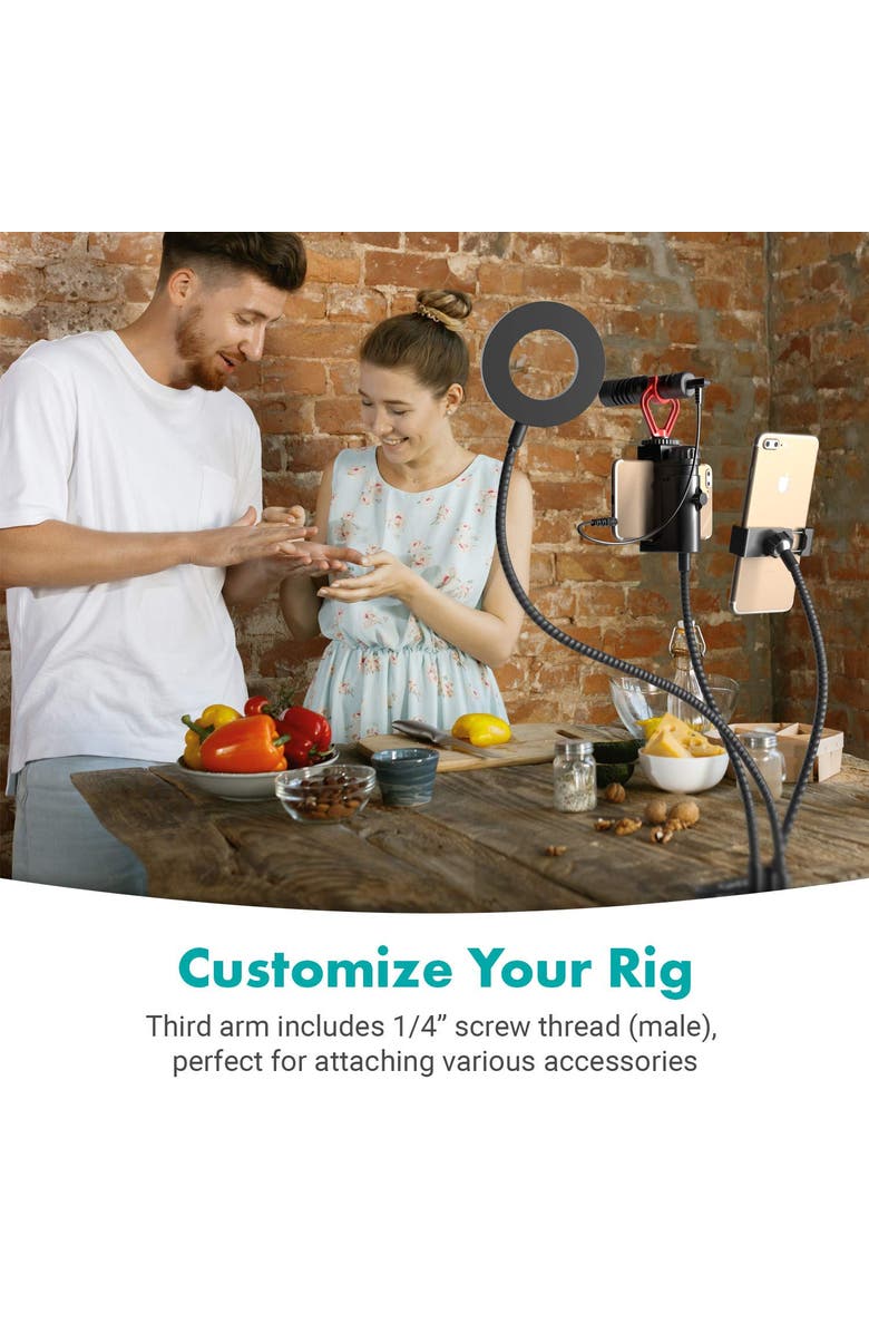 MOVO VGC-3 Selfie Ring Light Stand - Complete Mobile Studio, Alternate, color, Black