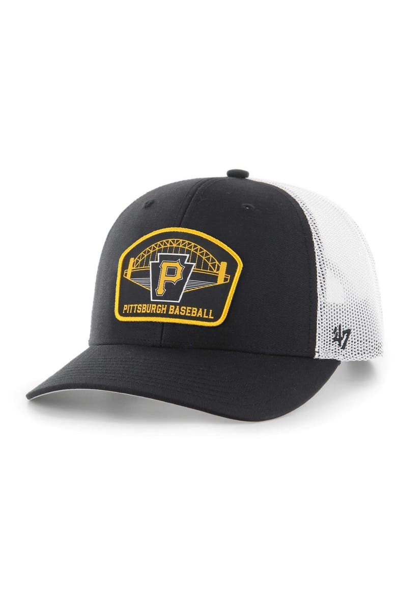 '47 Men's '47 Black Pittsburgh Pirates Retro Region Patch Trucker Adjustable Hat, Main, color, 