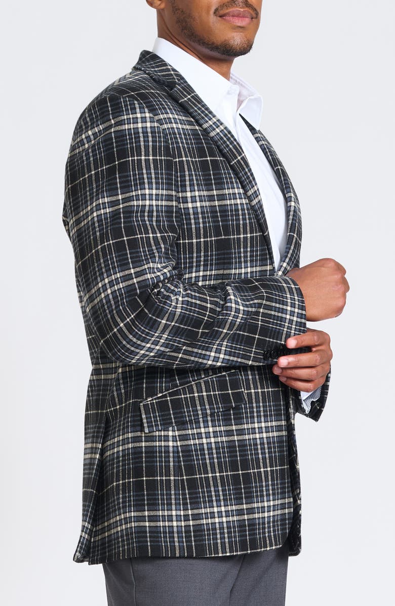 SAVILE ROW CO Black & Gray Plaid Blazer, Alternate, color, Black