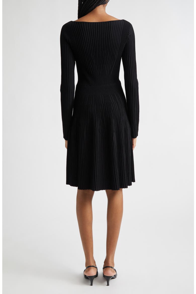 Ribbed Fit and Flare Sweater Dress, Alternate, color, BLACK SOLID