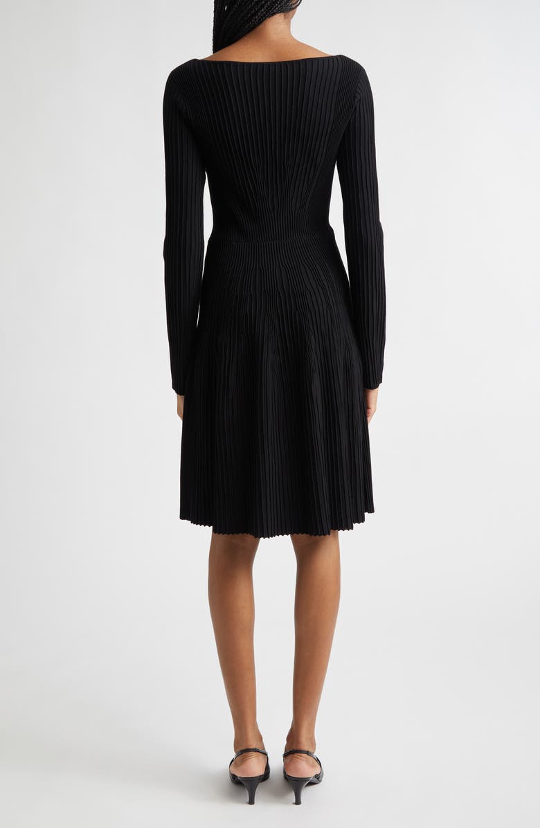 Emporio Armani Ribbed Fit and Flare Sweater Dress, Alternate, color, Black Solid