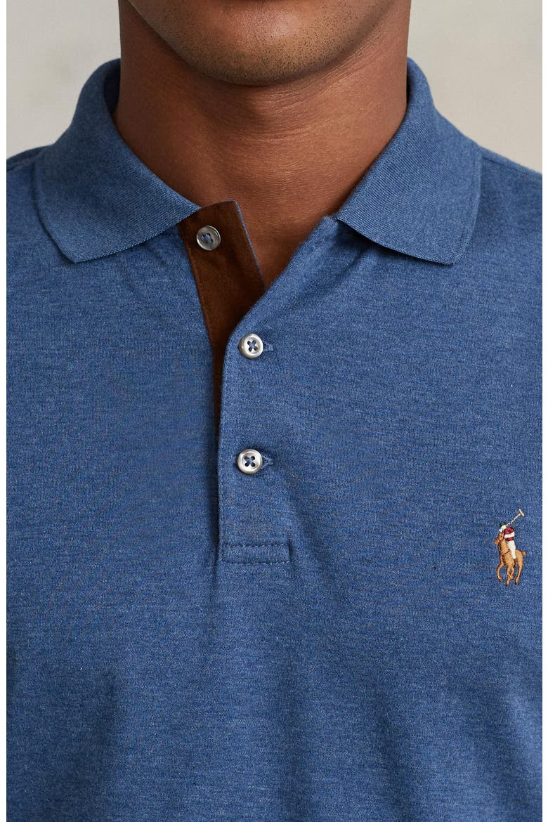 Long Sleeve Pima Cotton Polo, Alternate, color, BLUE HTR