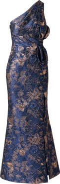 Adrianna Papell One-Shoulder Jacquard Gown
