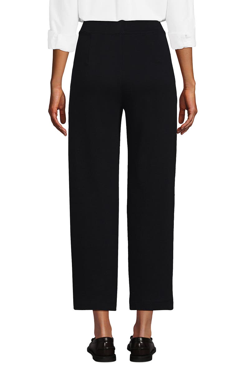 Lands' End Knit High Rise Pleated Straight Leg Crop Pants, Alternate, color, Black