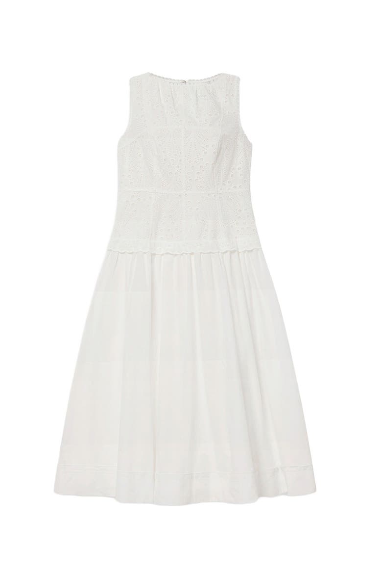 Cotton Broderie Midi Dress, Alternate, color, Ivory