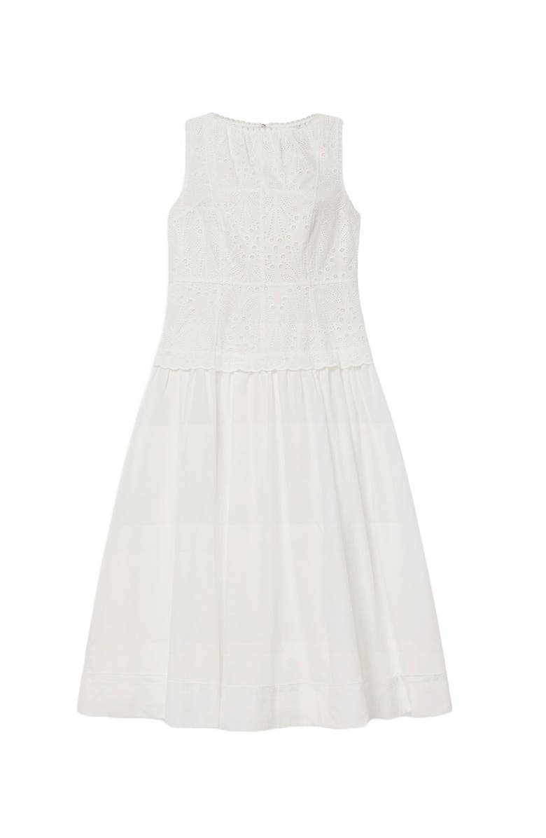 MINT VELVET Cotton Broderie Midi Dress, Alternate, color, Ivory