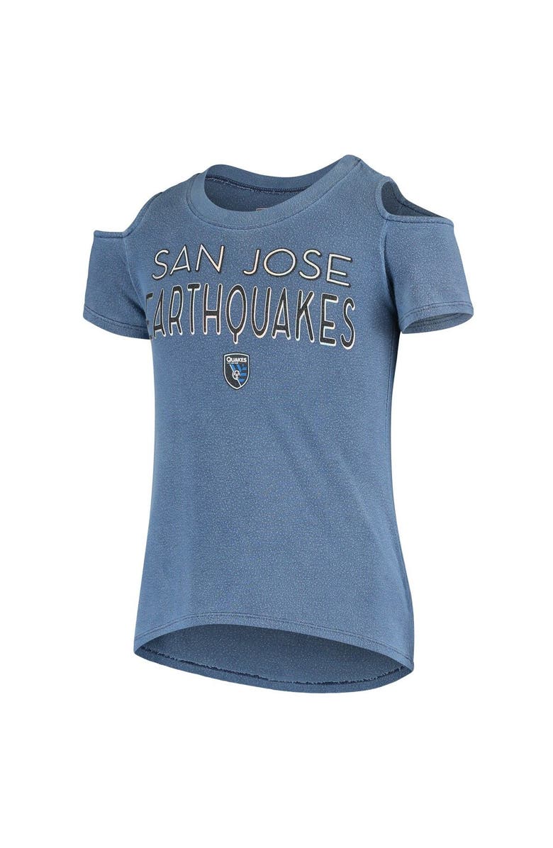 5TH AND OCEAN BY NEW ERA Girls Youth 5th & Ocean by New Era Blue San Jose Earthquakes Cold Shoulder T-Shirt, Alternate, color, Blue
