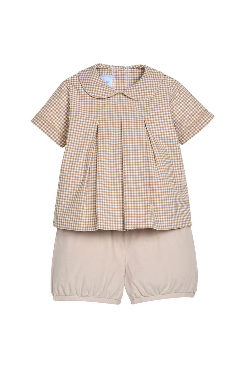 Pleated Carson Short Set, Main, color, Khaki Gingham