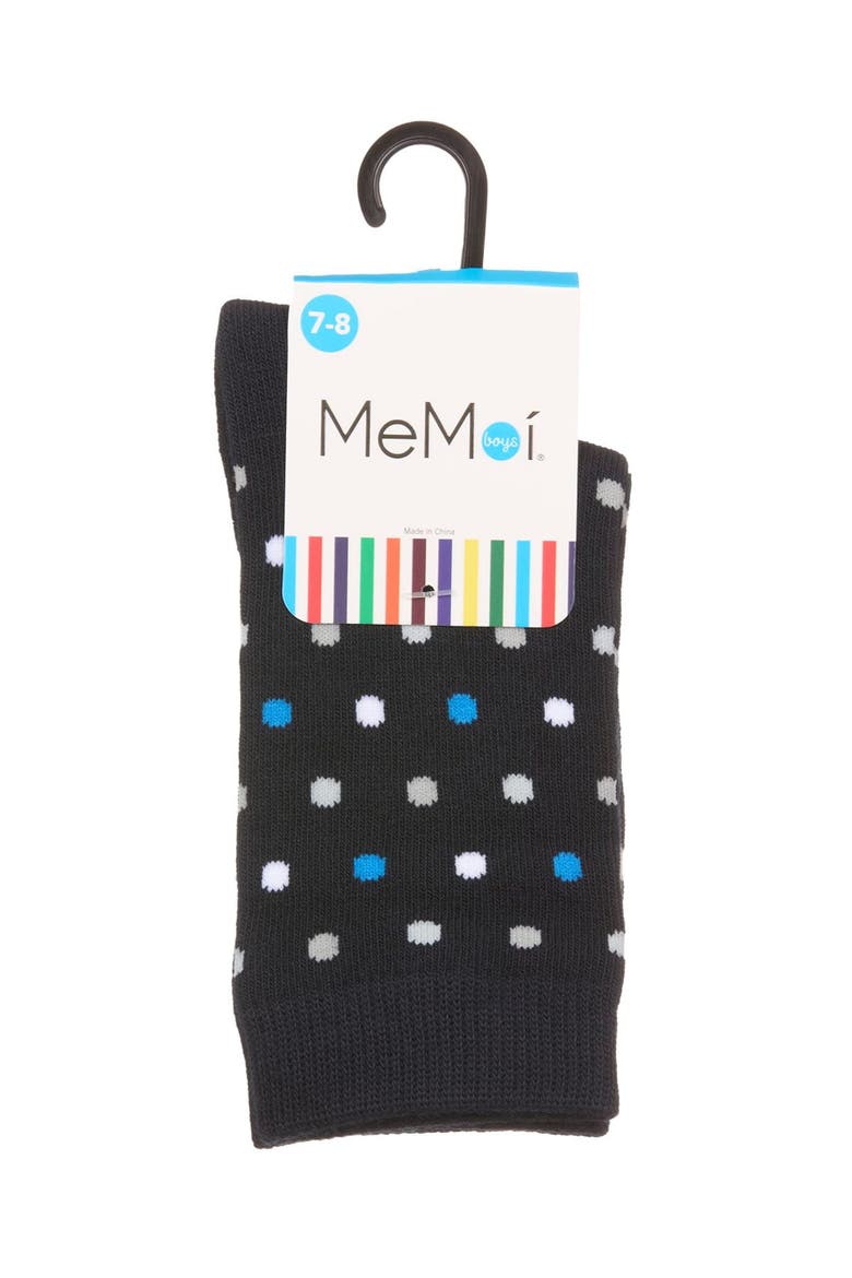 Colorful Dot-Patterned Crew Sock, Alternate, color, Navy