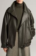 Vince Oversize Leather Biker Jacket