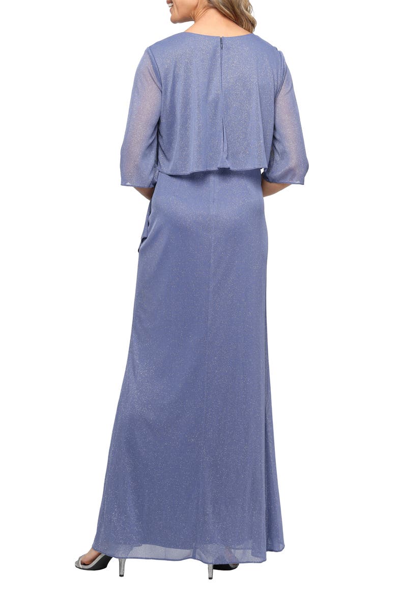 Glitter A-Line Jacket Dress, Alternate, color, DUSTY BLUE