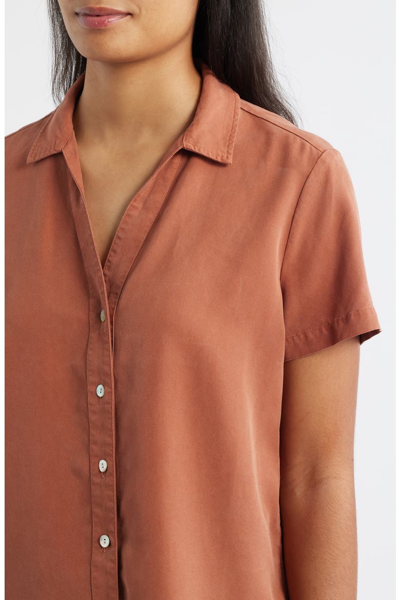 Flowy Button-Up Shirt, Alternate, color, TOPAZ HONEY