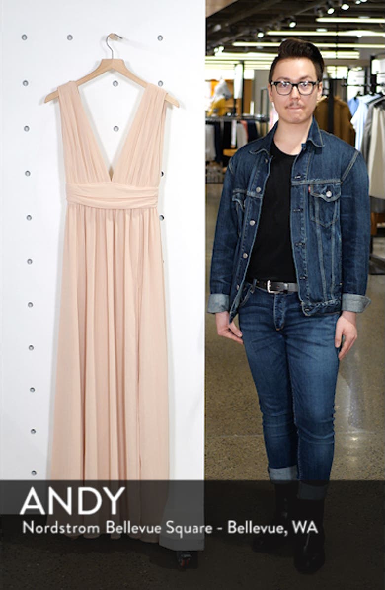 Plunging V-Neck Chiffon Gown, sales video thumbnail