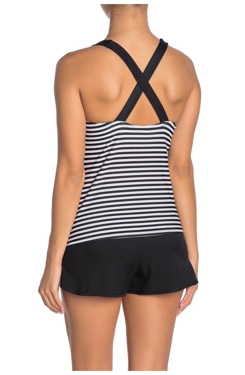 Nike V-Neck Stripe Print Tankini, Alternate, color, 