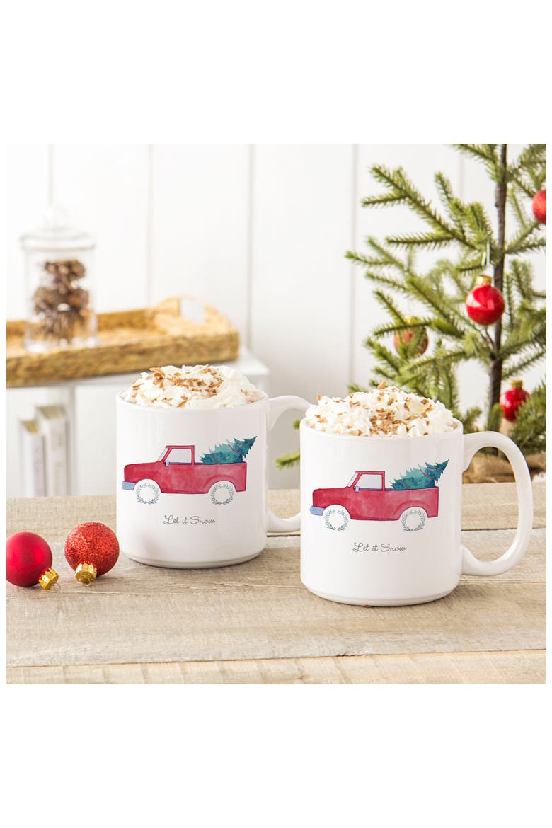 Let It Snow Set of 2 Mugs, Alternate, color, RED