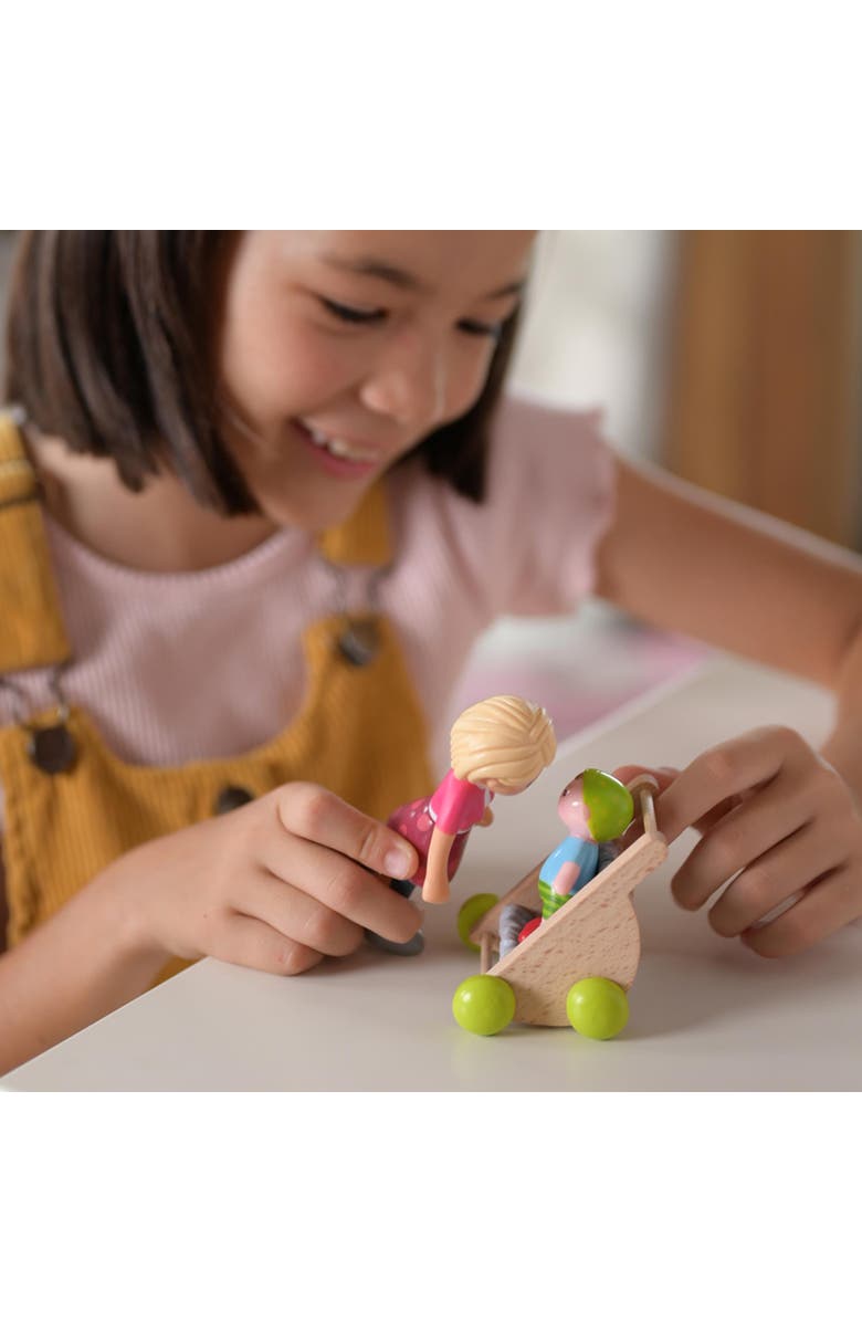 HABA Little Friends Mom Melanie and Baby Liam Dollhouse Figures with Stroller, Alternate, color, Multi