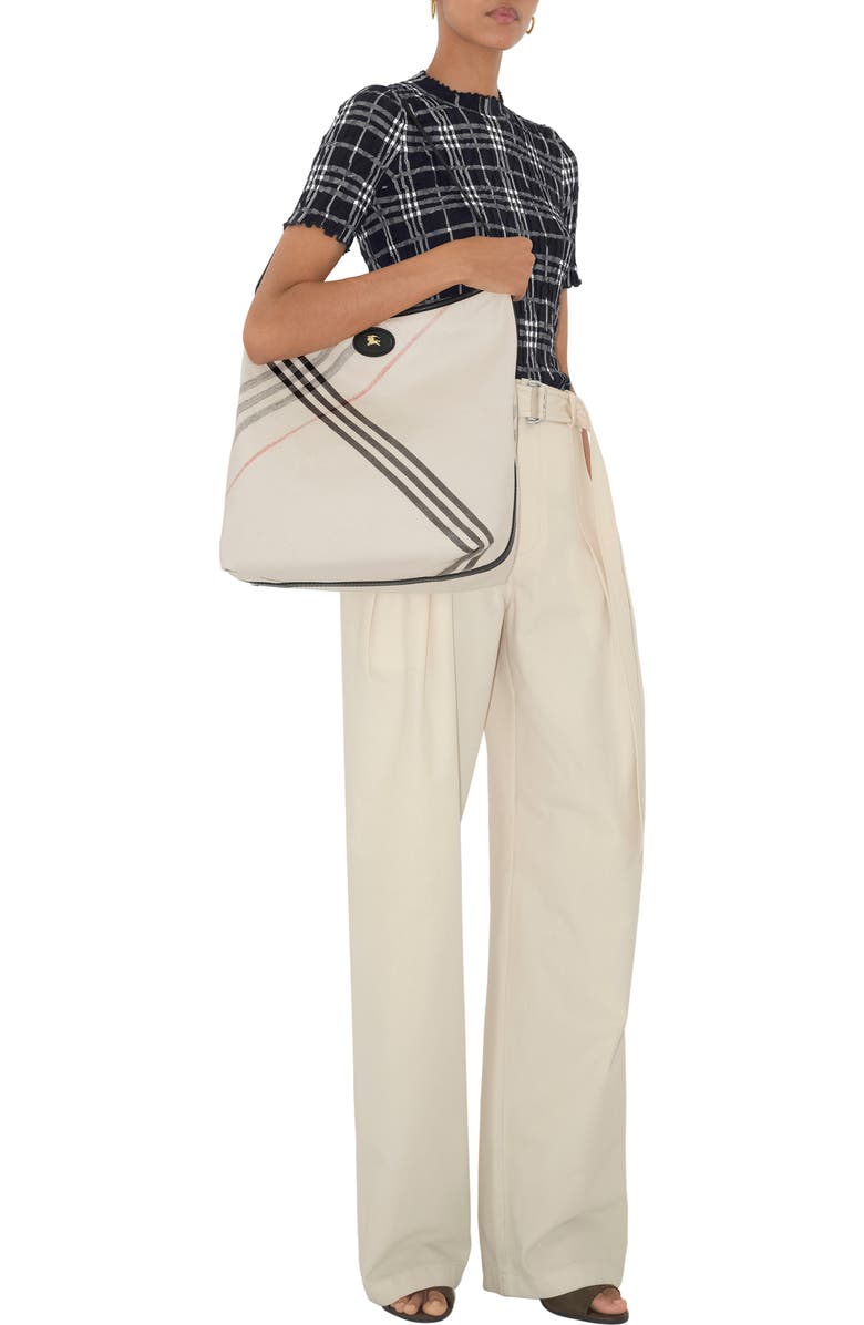 Burberry Highlands Coated Canvas Hobo Bag, Alternate, color,