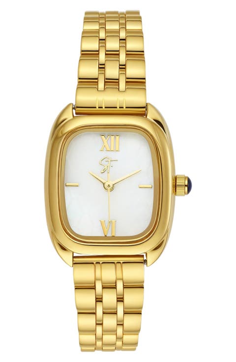 18K Gold Plate Bracelet Watch, 12.7mm x 25.4mm