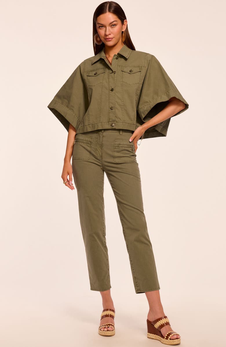 Ramy Brook Emmy Stretch Cotton Twill Ankle Pants, Alternate, color, Safari Green