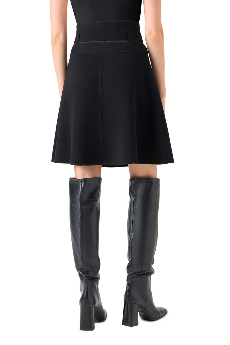 Belted Wool Blend Sweater Skirt, Alternate, color, BLACK
