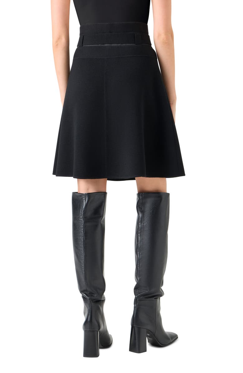 Akris punto Belted Wool Blend Sweater Skirt, Alternate, color, Black