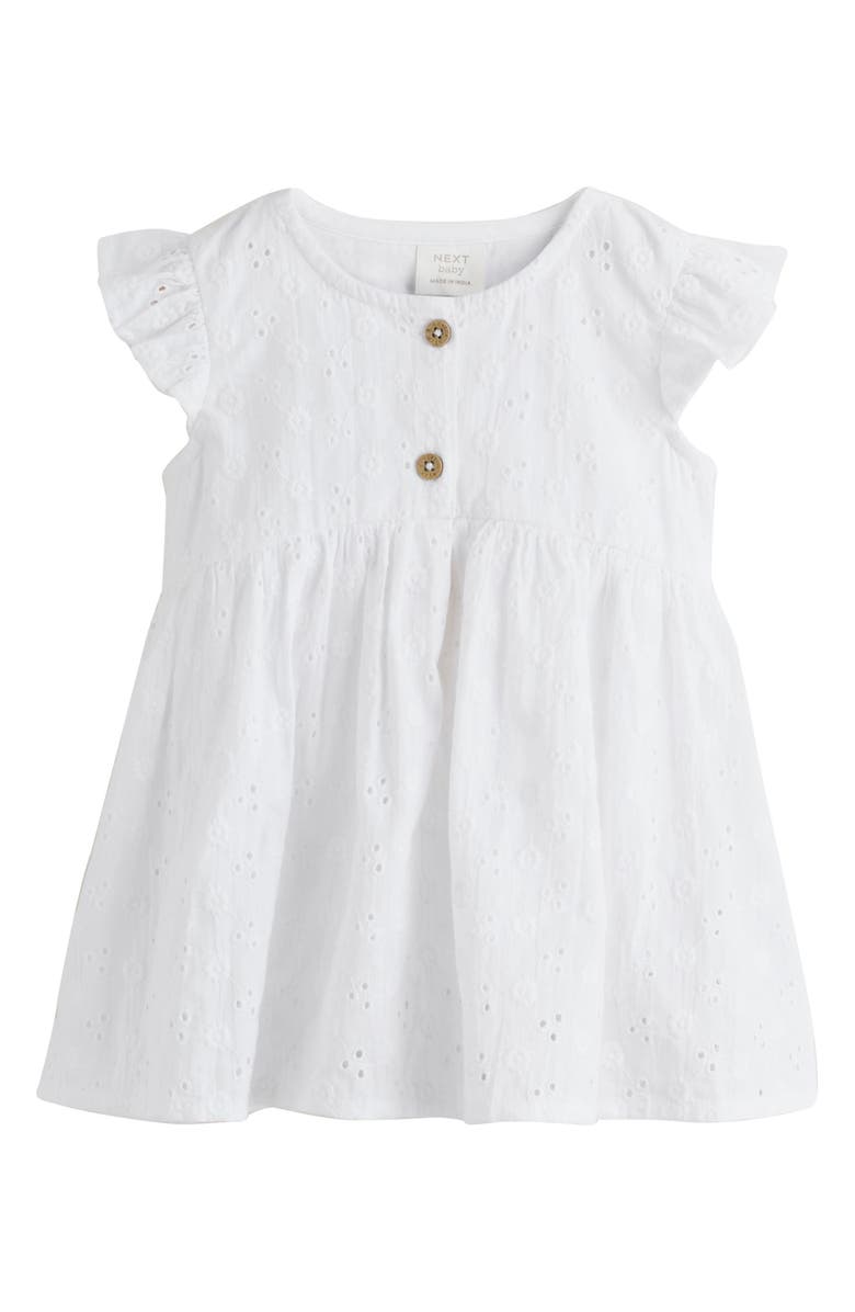 NEXT Cotton Eyelet Dress, Main, color, White