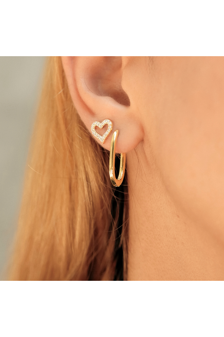 Heart Sterling Silver Stud Earrings, Alternate, color, Gold