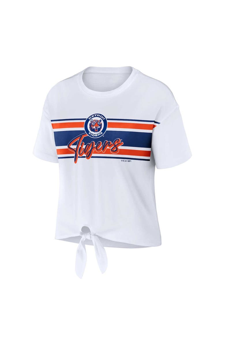 WEAR by Erin Andrews Women's WEAR by Erin Andrews White Detroit Tigers Front Tie T-Shirt, Alternate, color,