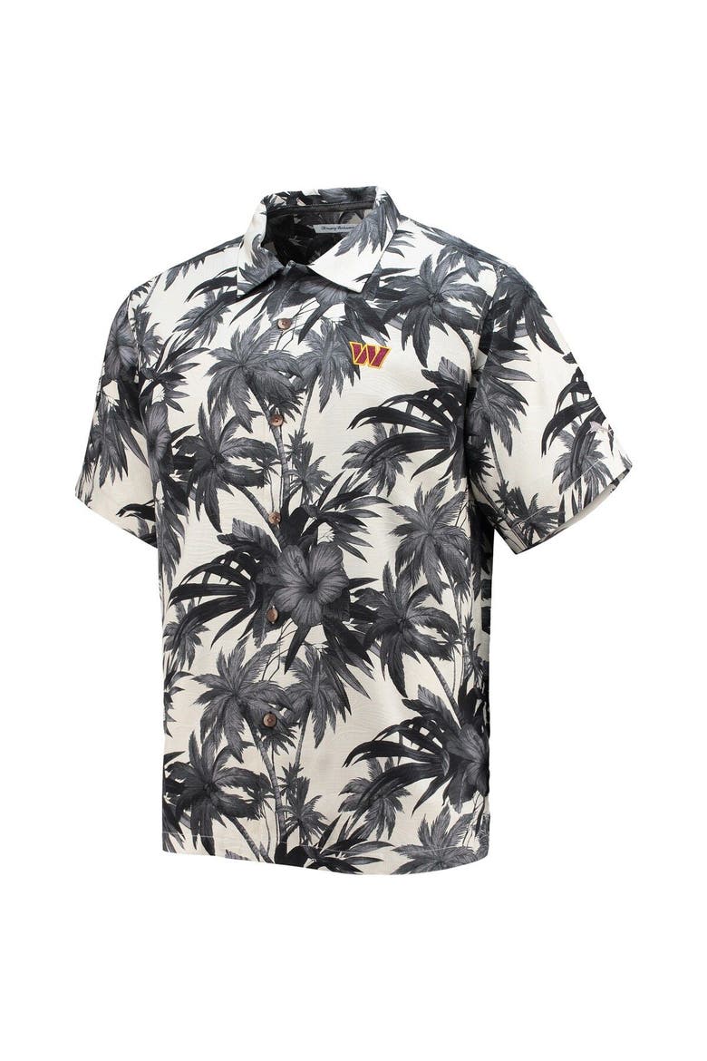 Men's Tommy Bahama Black Washington Commanders Sport Harbor Island Hibiscus Camp Button-Up Shirt, Alternate, color, Black