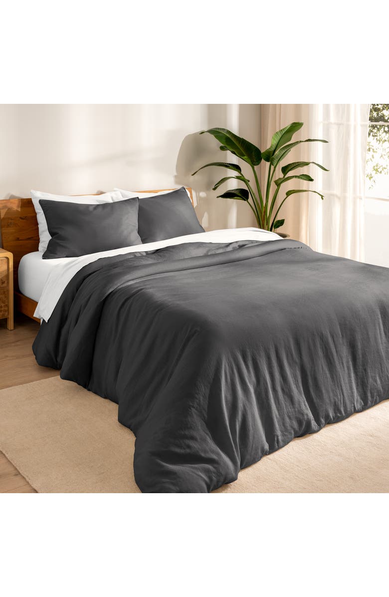 Bare Home 100% European Linen Duvet Cover and Sham Set, Alternate, color, Grey